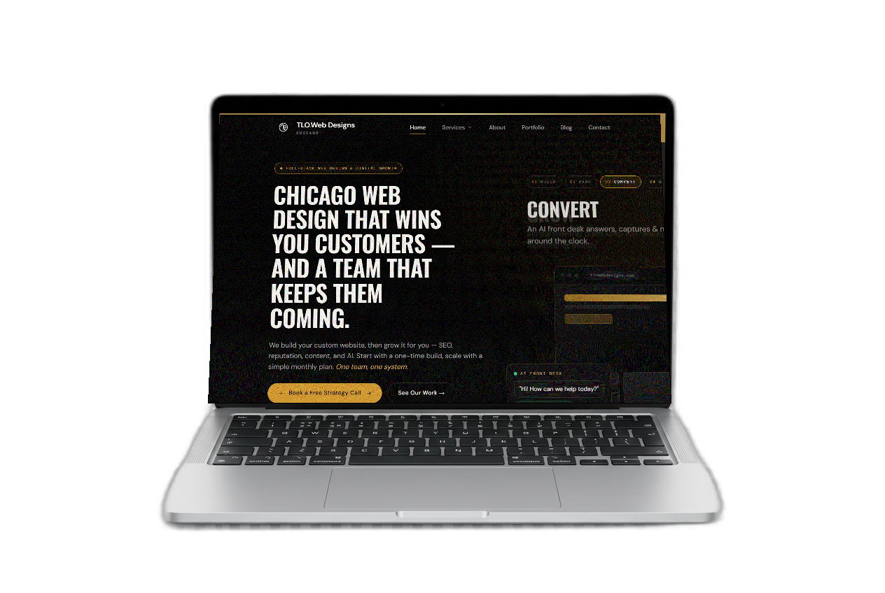 TLO Web Designs website on a laptop
